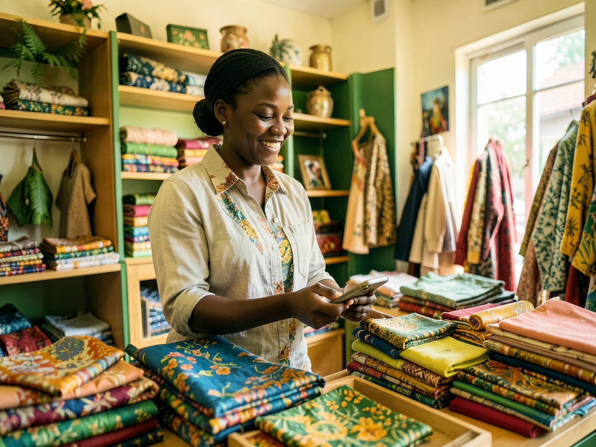 African business owner preparing products for customers